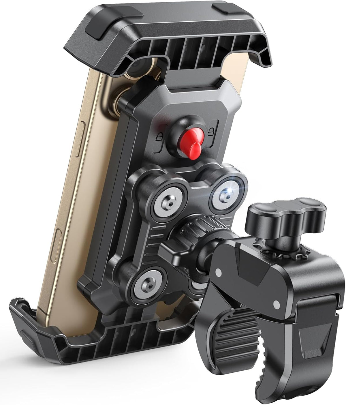 Bike Phone Holder [Upgrade Vibration Dampened], Super Stable Motorcycle Phone Mount, 360° Rotation & Quick Lock Phone Holder for Bike Compatible with iPhone 16/15/14, Galaxy, 4.7-6.8” Phones