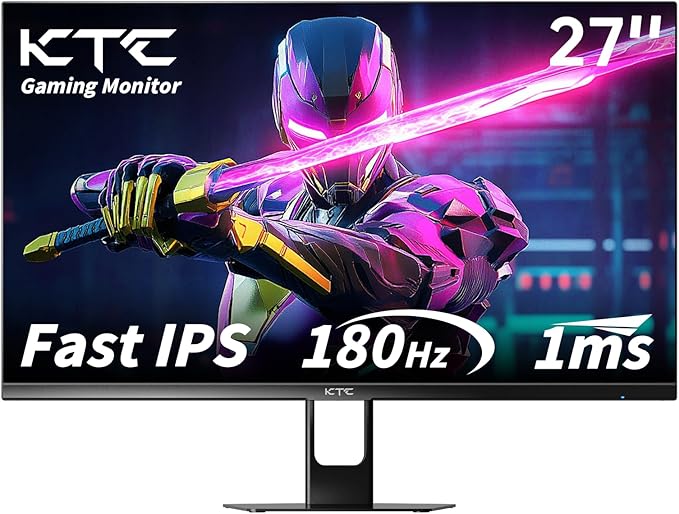 KTC 27 Inch Gaming Monitor 180Hz Full HD 1920x1080 Fast IPS Computer Monitor DP 1.4 &amp HDMI 2.1 Ports 1Ms FreeSync Frameless PC Gamer Monitor HDR VESA Mount H27F22 (Renewed)