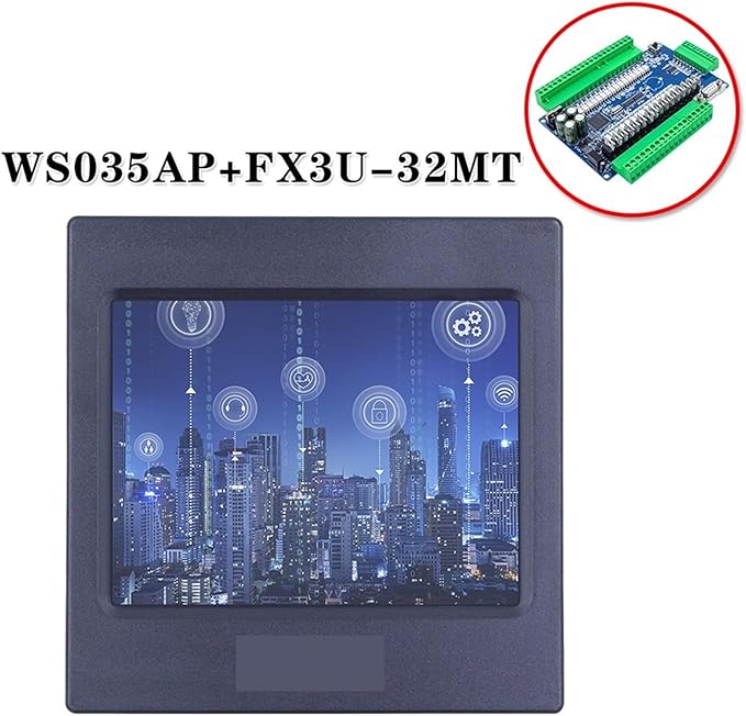FX3U+HMI Support WS-035AP Touch Screen with FX3U-48MT -48MR -32MT -24MR -24MT -14MR -14MT RTU MODBUS RTC(with 3U-48MR)
