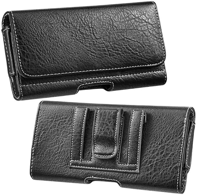 GW USA Holster for iPhone 17 16, 16 17 Pro 16e 15 15 Pro 14,14 Pro,13 Pro,13,12 Pro,12, Galaxy S25 S24 S23 Cell Phone Case Belt Clip Credit Card Holder Pouch (Fits Otterbox Commuter Case on) Black