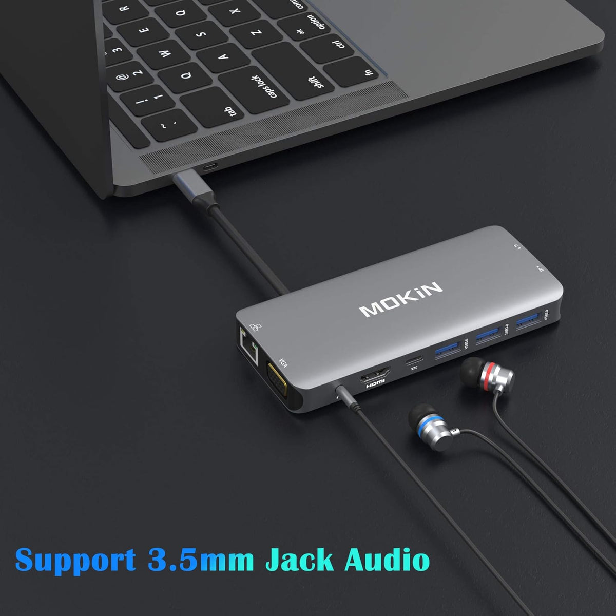 USB C Hub Multiport Adapter-10 in 1 Portable Dongle with 4K HDMI, VGA, Ethernet, 3 USB Ports, Audio, PD Charger, SD/Micro SD Card Reader Compatible for MacBook Pro, XPS More Type C Devices.
