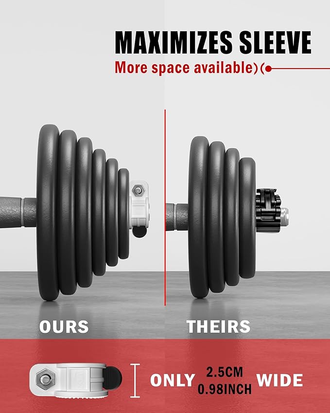 ZY-HUAN 1 Inch Barbell Clips, Adjustable Barbell Collars 23–30mm, Weight Clips for Dumbbells, Nylon Clamps with 6 Inserts