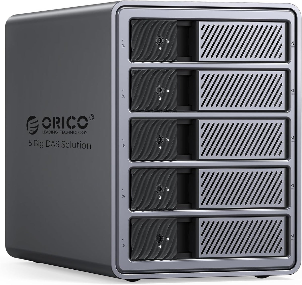 ORICO 5 Bay DAS Hard Drive Enclosure USB 3.0 for SATA 3.5 inch SSDs HDDs Bracket-Free External Hard Drive Bay Max up to 110TB ( Alluminum Alloy) -9858U3