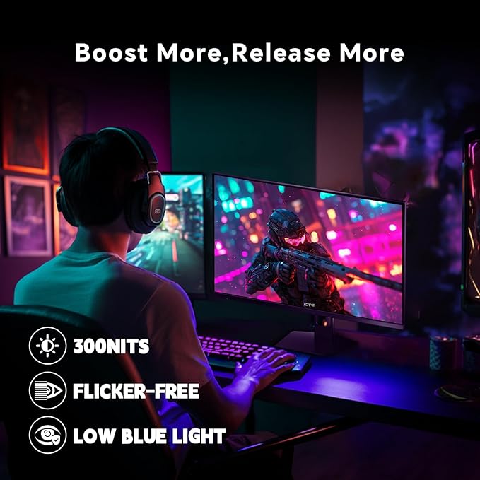 KTC 27 Inch Gaming Monitor 180Hz Full HD 1920x1080 Fast IPS Computer Monitor DP 1.4 &amp HDMI 2.1 Ports 1Ms FreeSync Frameless PC Gamer Monitor HDR VESA Mount H27F22 (Renewed)