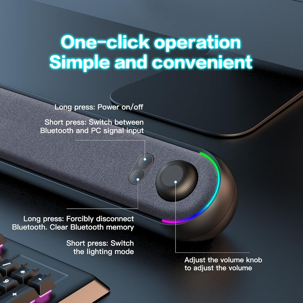 ICOREBEI 5.3, Desktop Computer Speakers, Stereo Soundbar, Bluetooth USB/USB-C Power and Audio Transmission