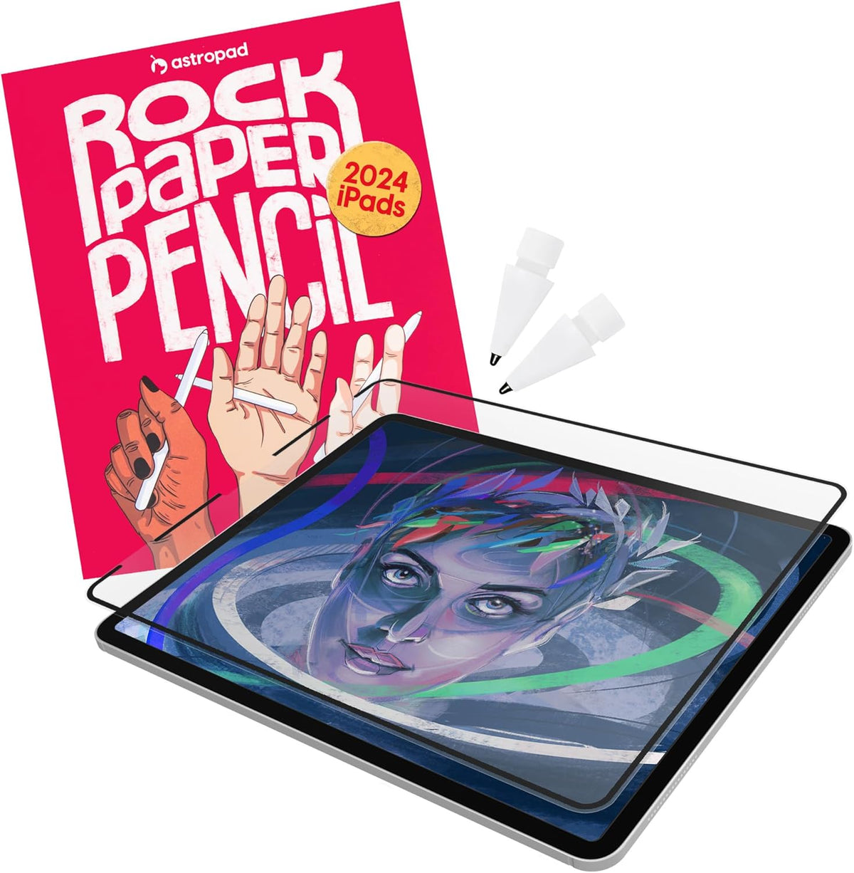 Astropad Rock Paper Pencil v2.0 – Paper Screen Protector for iPad Pro 11 inch (M4, 2024) + Apple Pencil Tips Replacement 2 Pack – Apple Pencil 1st and 2nd Gen