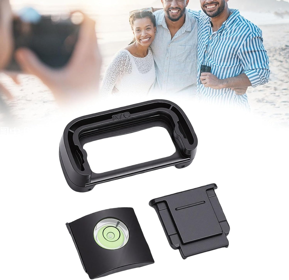A7C Eyecup Eyepiece Viewfinder for Camera, Camera Hot Shoe Cover Protector Cap with Bubble Spirit Level