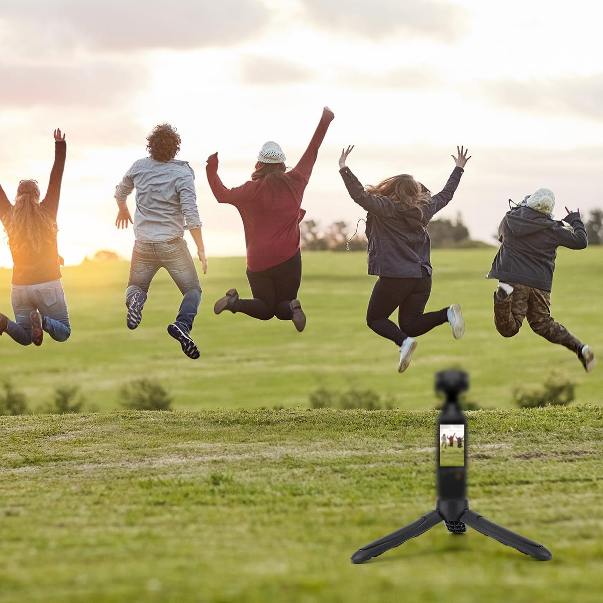 BOXOB 3 2, Mini Tripod Compatible with DJI Osmo Pocket & Black ABS Portable Pocket Stand Tripod Mount Selfie Stick