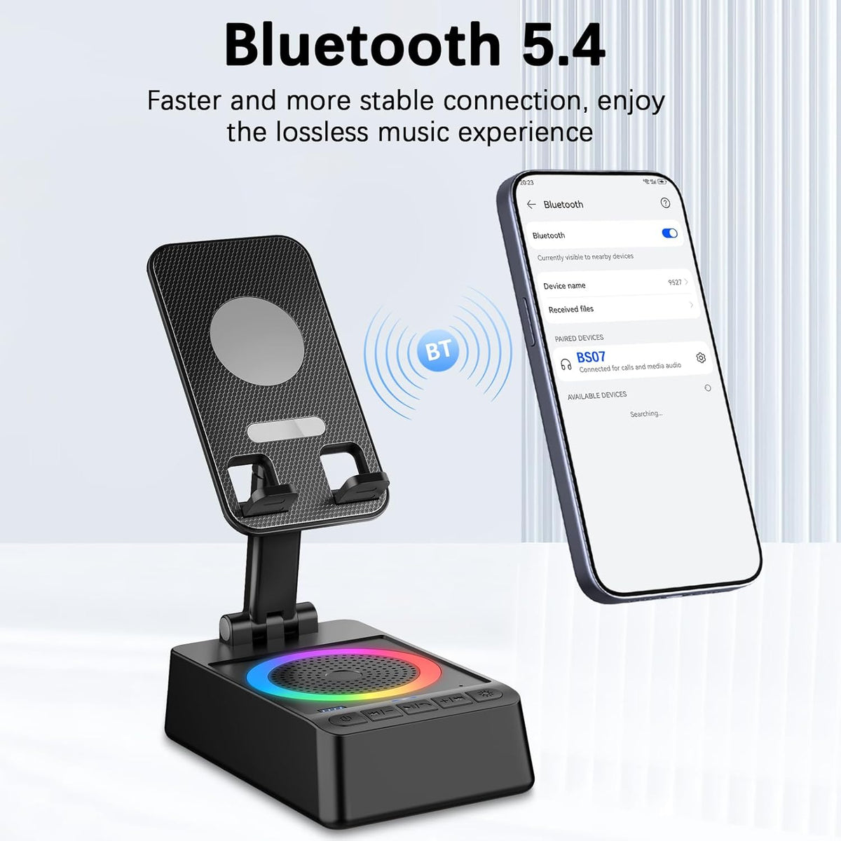 buwy (3000mAh), Gifts for Men Women, Cell Phone Stand with Wireless Bluetooth Speaker and Colorful LED Lights