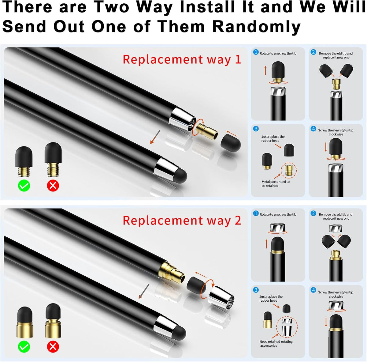 Stylus Pen for Touchscreen,5 PCS Stylus,Stylus 2-in-1 High Sensitivity Precision Suitable for All Touch Screens of iPhone/ipad/Android Tablet(Black)