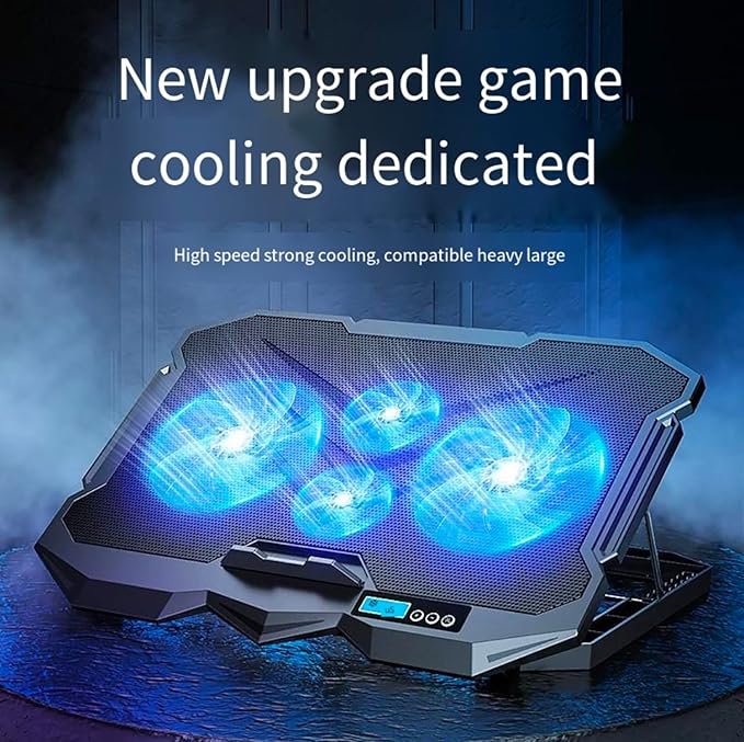 Laptop Cooling pad for Dell Inspiron 11 3164 Gaming laptops Laptop Cooler with 4 Fans LCD Display Screen 4 Height 2 USB-A Port Laptop Stand