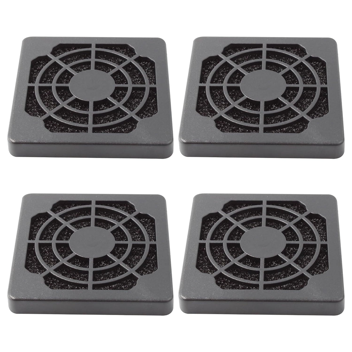 Adyoney 4 50mm Pcs Black Square Plastic Cooling Fan Filter Cover, Dust Screen for Filter Fan Chassis, for PC Computer