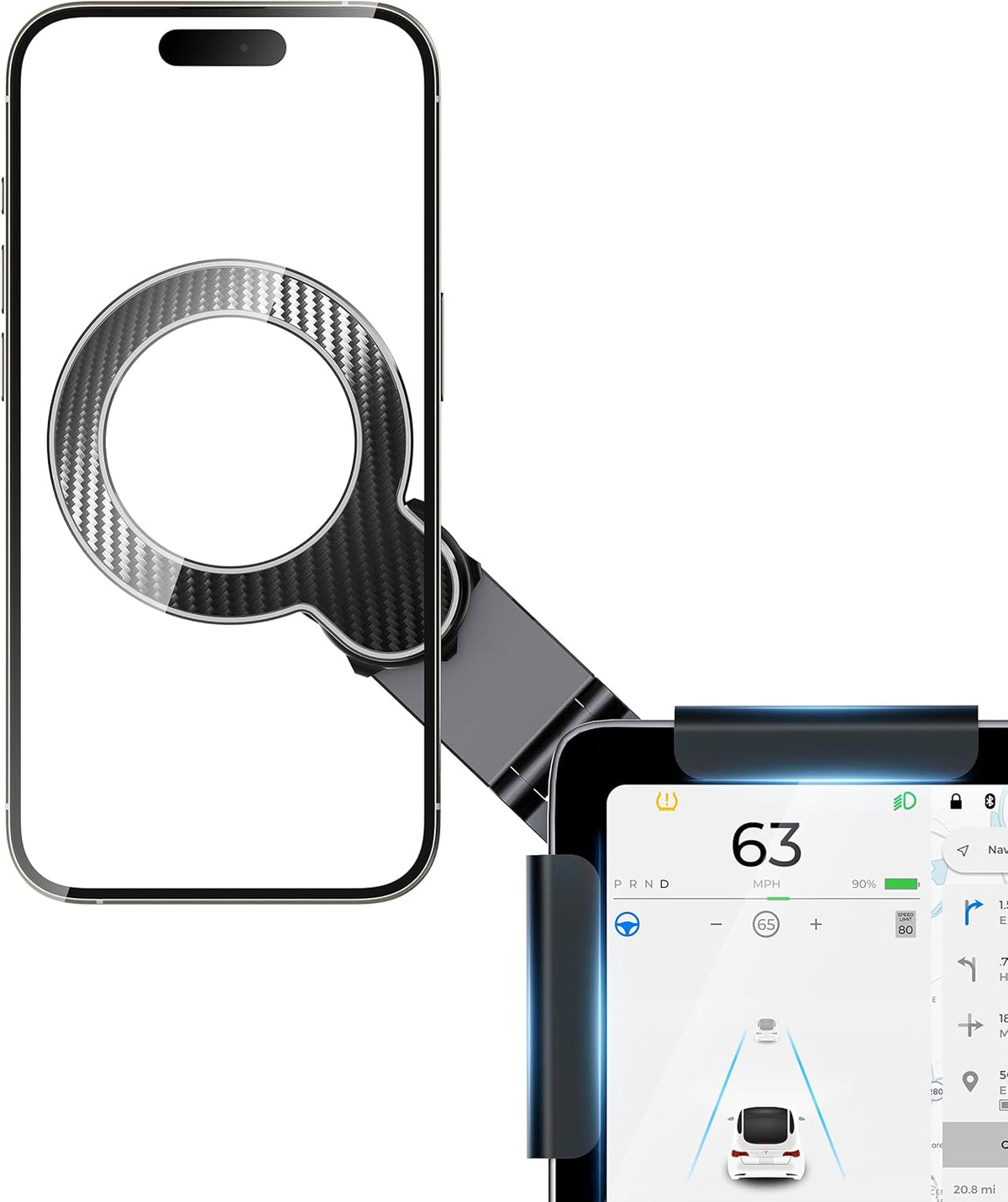 Nycetek Car Phone Mount for Tesla, Strongest Magnetic [No Glue Required], 2025 Upgrade Phone Holder for Tesla Model 3/ Y/Cybertruck Accessories, Fits for All iPhone & Android Phones