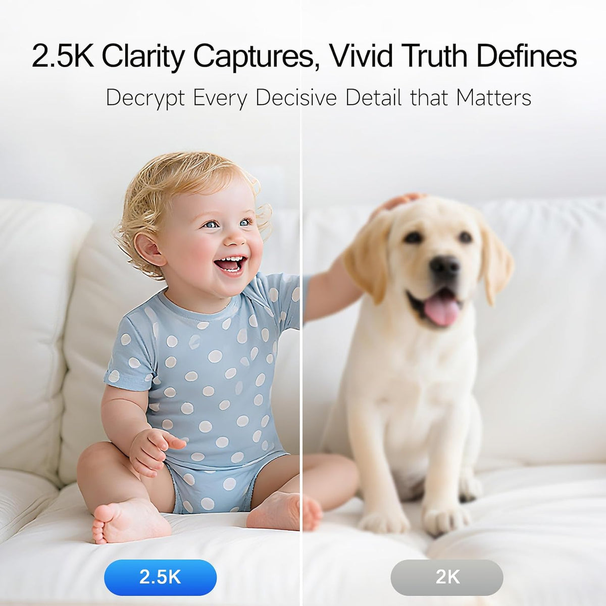 CINMOORE 2.5K 2pack, 4MP 2.4GHz 2-Way Indoor Camera Non-Subscription AI Person/Pet/Cry Detection, Pet/Dog/Cat/Baby