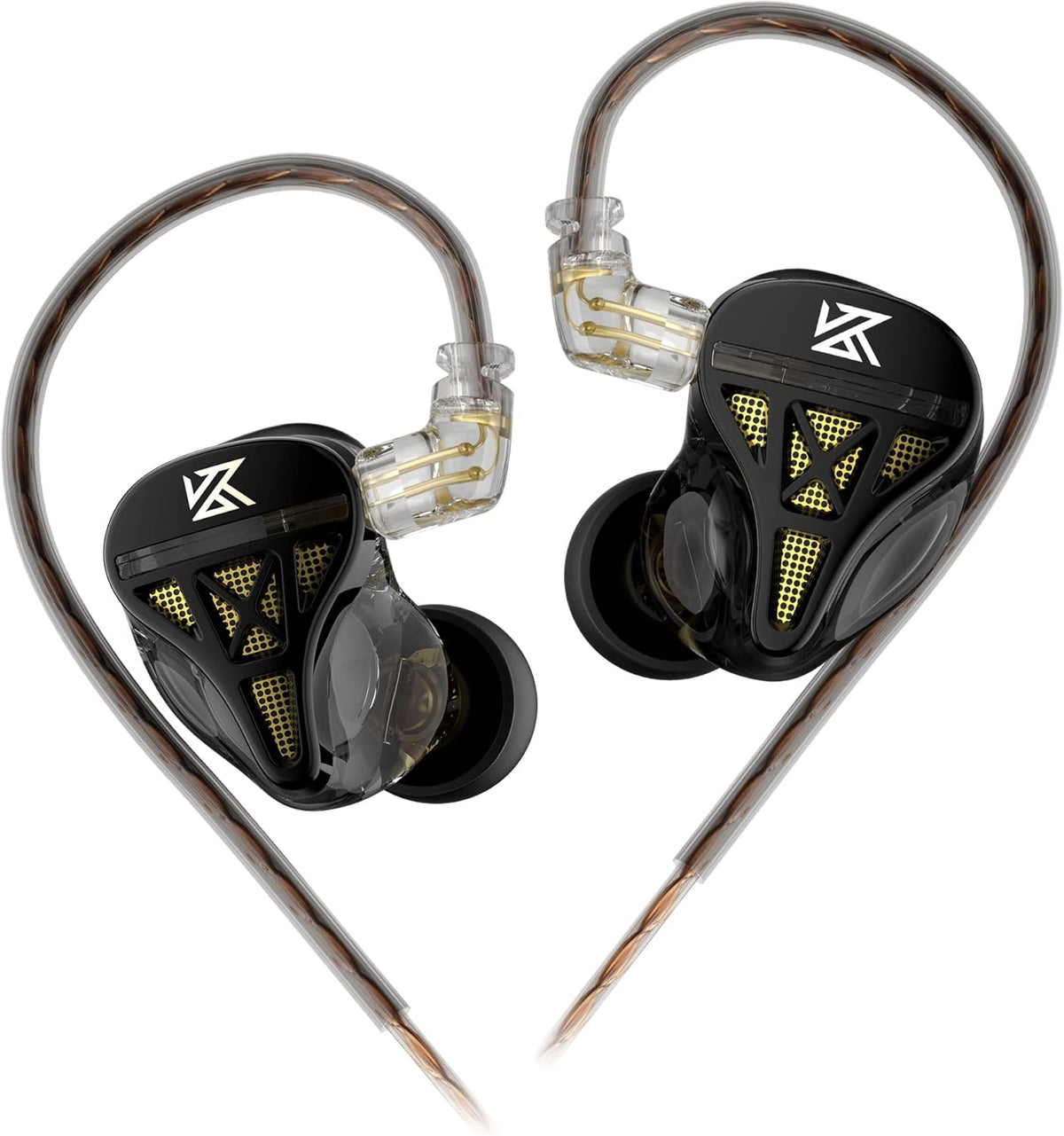 Wired Headphone,KZ DQS HiFi Dynamic Drivers IEM Earphone,KZ Gaming Earbuds Headphones Bass 2pin 3.5mm Sports Music Game in Ear Monitor Headphone for System Singers (Black, No Mic)…