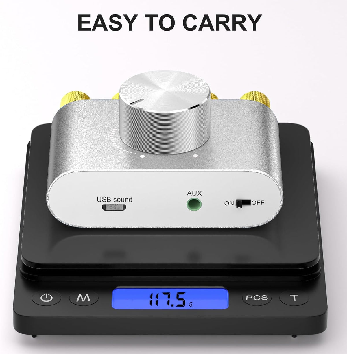 Facmogu F900S 160W Bluetooth 5.0 Mini Amplifier, 80Wx2 2.0CH Audio Power Amplifier, Hi-Fi Stereo Sound Digital Amp Wireless Speaker Amp Receiver w/AUX/USB/BT Input & 12V 5A Power Adapter - Silver