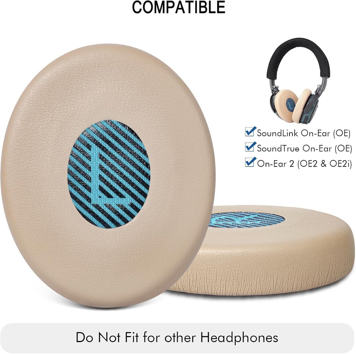 Ear Pads for Bose On-Ear 2 Headphones - GVOEARS Ear Cushions Replacement for Bose OE2 OE2i SoundTrue/SoundLink On-Ear Wireless Headphones (Khaki)