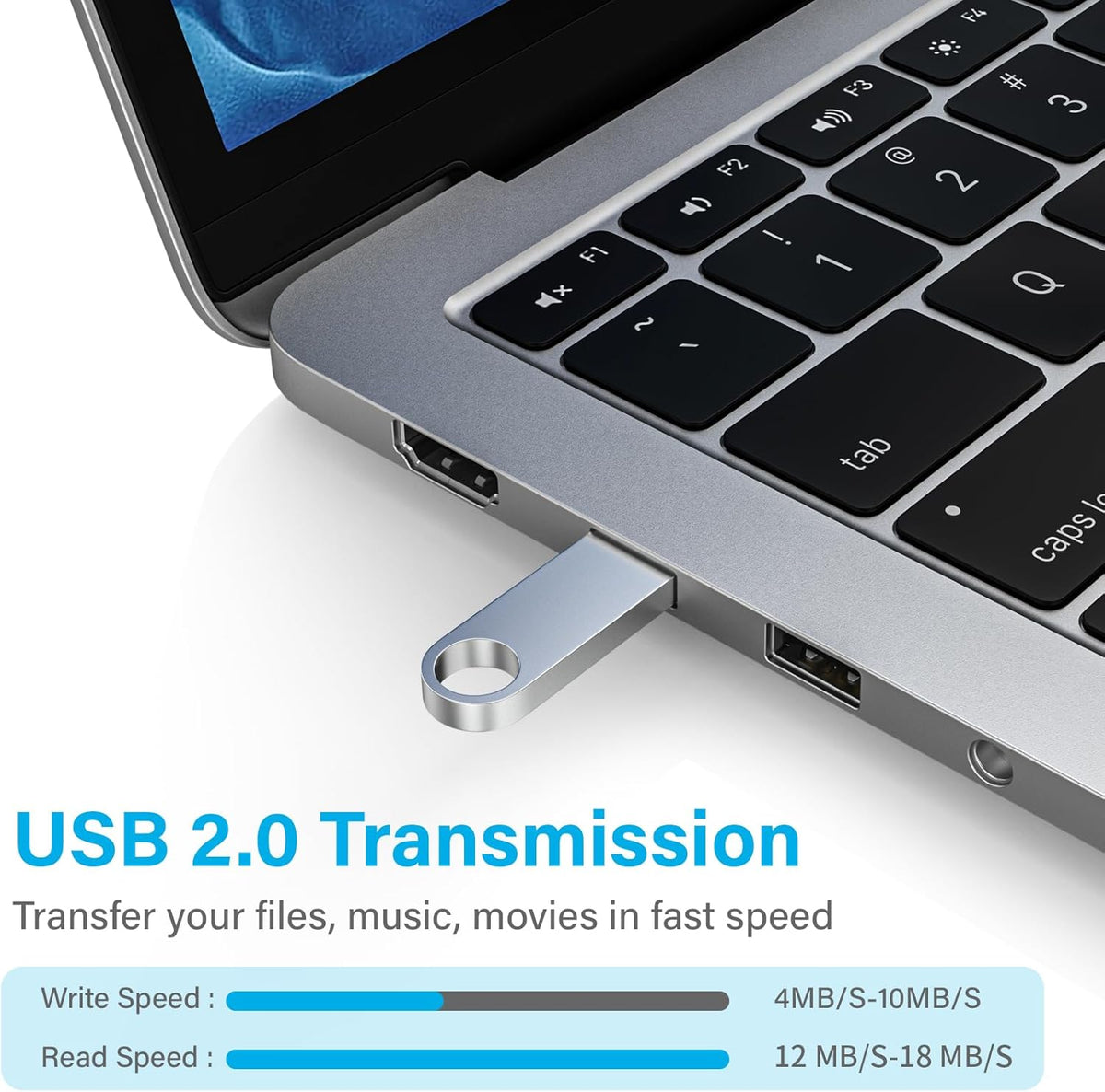 ABLAZE 64GB Flash Drive 2 Pack, Metal USB 2.0 Thumb Drives with Keychains USB Stick Pendrive (Sliver)