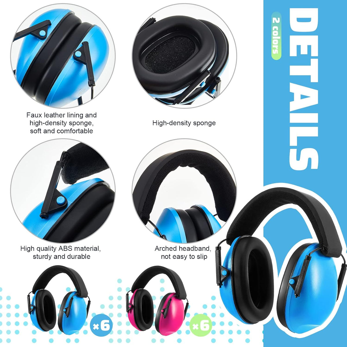 Amylove 12 Pcs Kids Ear Protection Noise Cancelling Headphones Ear Muffs Bulk 27db Adult Noise Reduction Hearing Earmuff(Universal Fit (kids & Adults),Classic Style,Blue Green Color)
