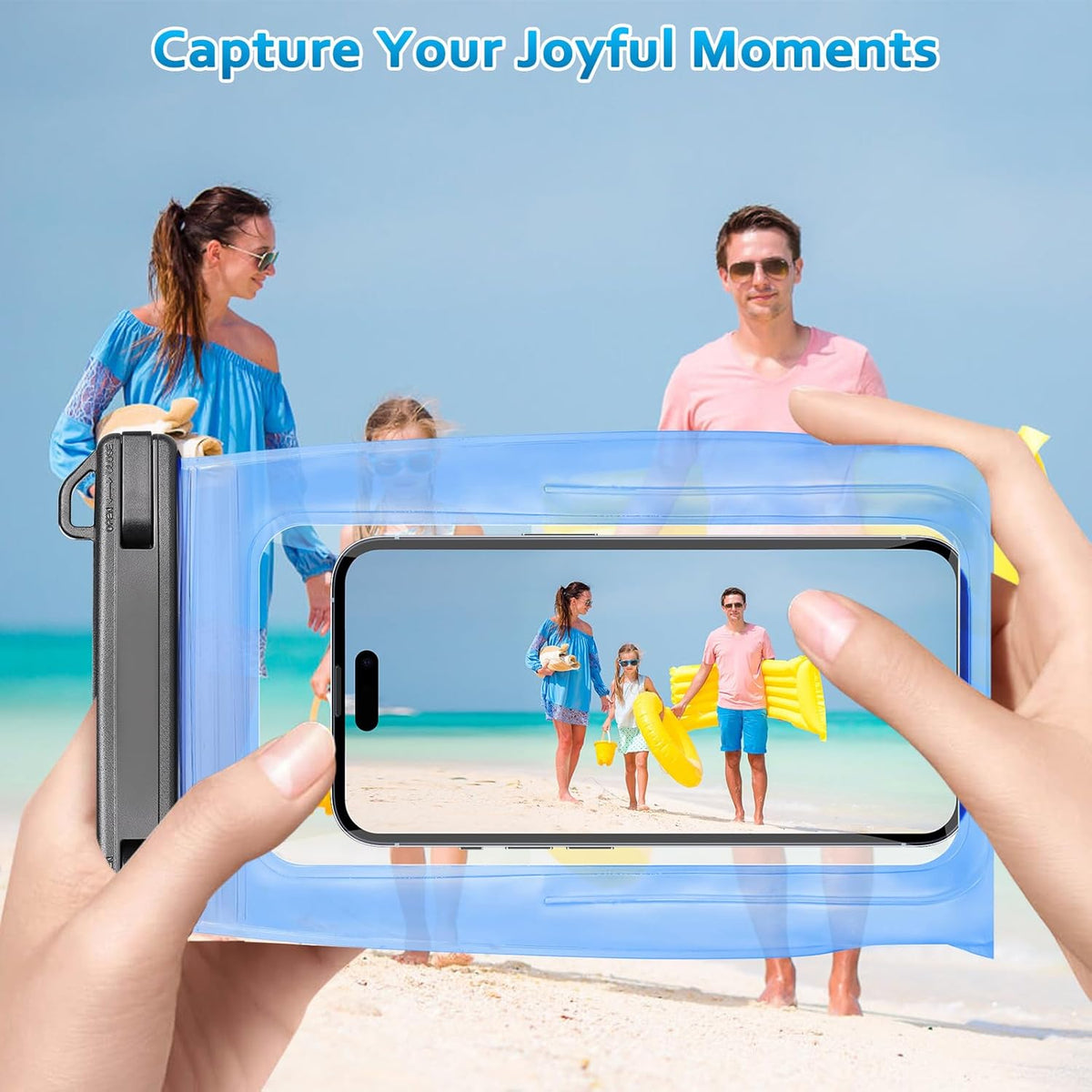 Large Waterproof Phone Pouch, [Expandable Space] Floating Waterproof Bag, IPX8 Dry Bag with Adjustable Lanyard for iPhone Samsung Google Up to 7.0" Blue