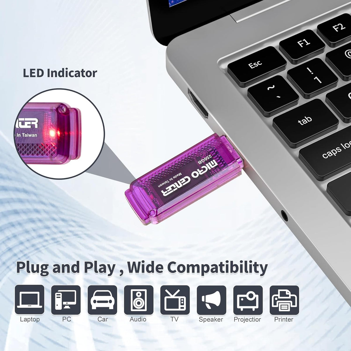 INLAND Micro Center SuperSpeed 256GB USB 3.0/USB3.1 Gen1 Flash Drive Gum Size Memory Stick Thumb Drive Data Storage Jump Drive (256G)