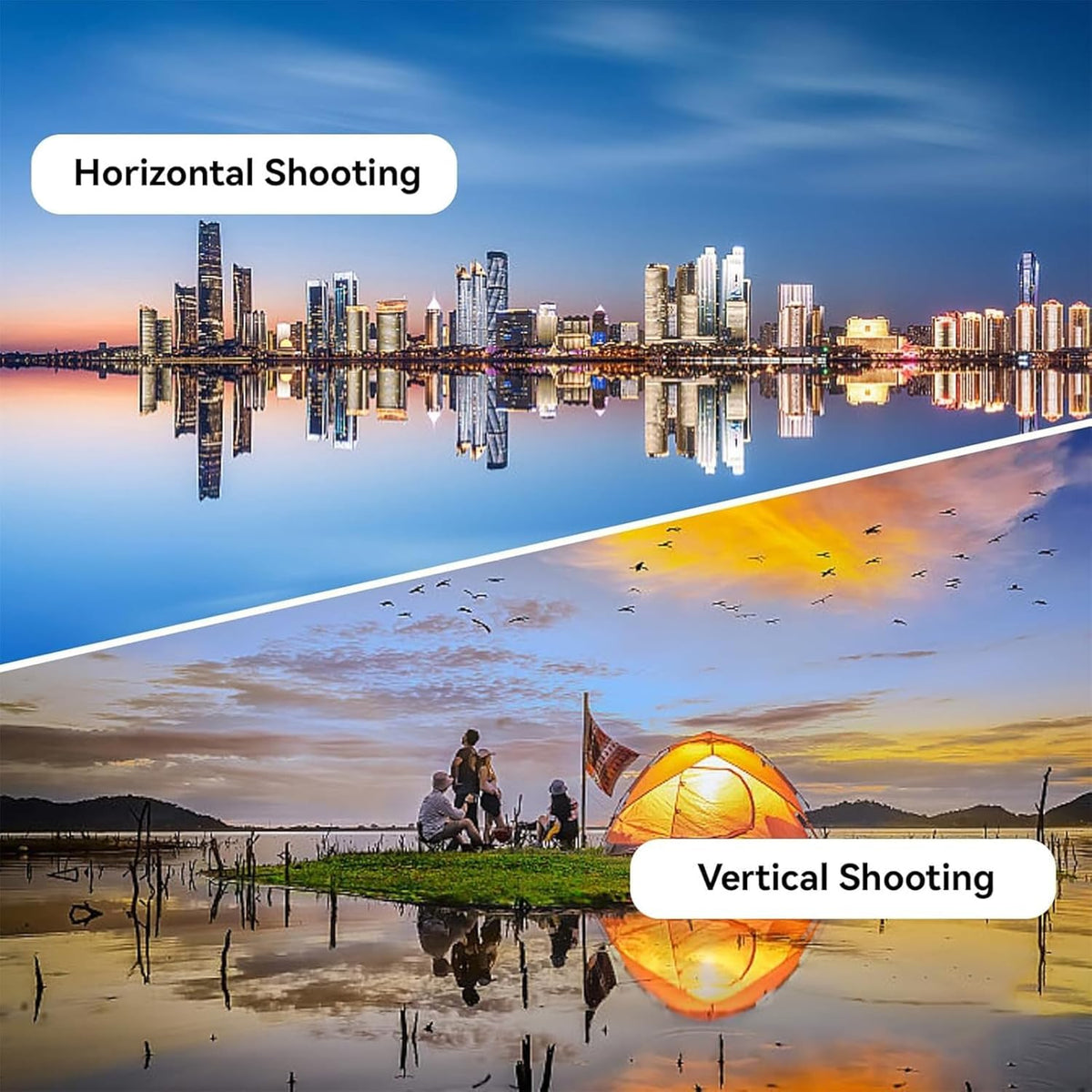 Mirror Effect Lens - Capture Stunning Reflections Instantly, Smartphone Camera Mirror Reflection Clip Kit, Adjustable HD Glass Smartphone Photography Flip Mirror, for Travel Photography (Black-1Pc)