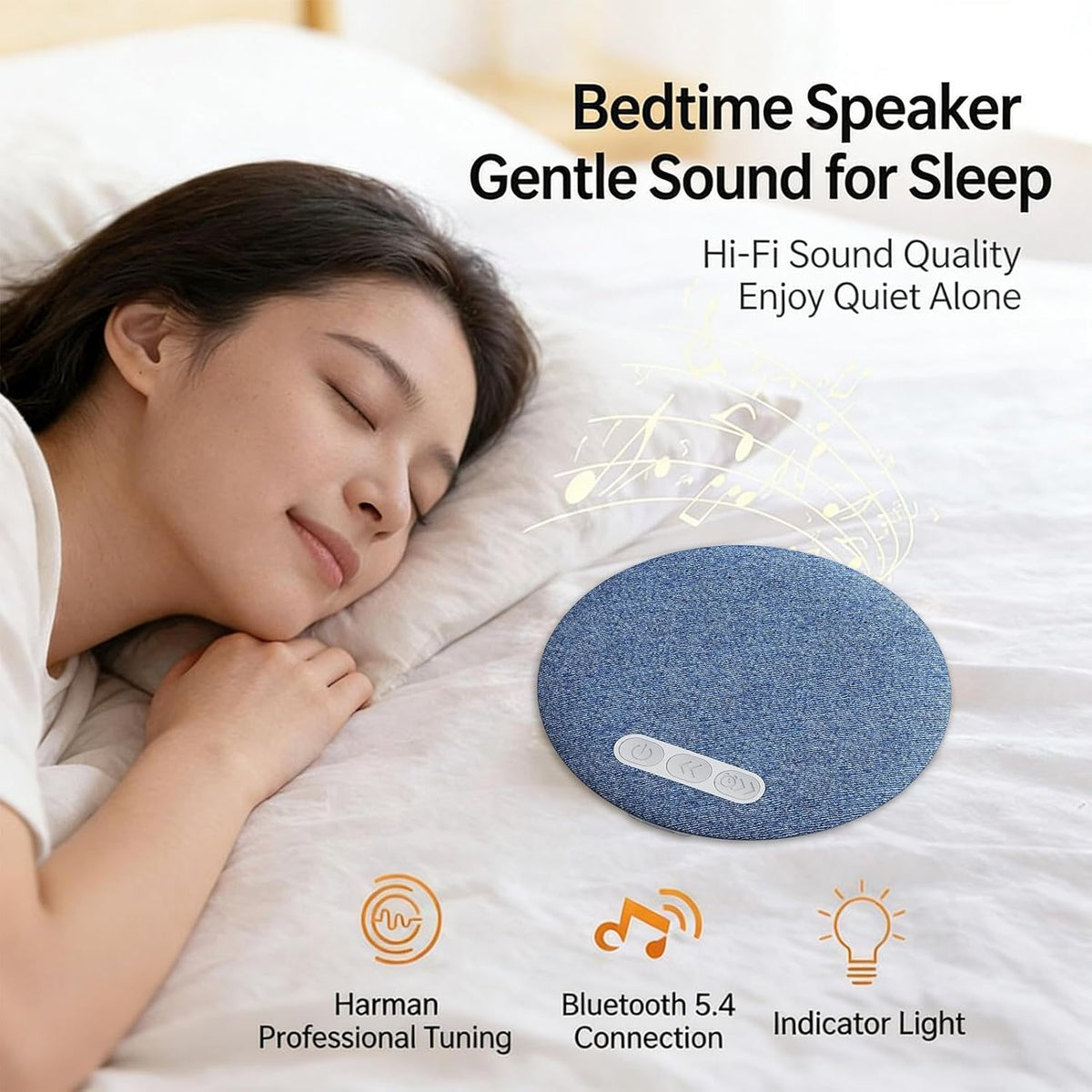 Generic Ultra-Thin Blue Tooth Pillow Speaker for Sleeping, Under Pillow Speaker with White Noise & Sleep Timer
