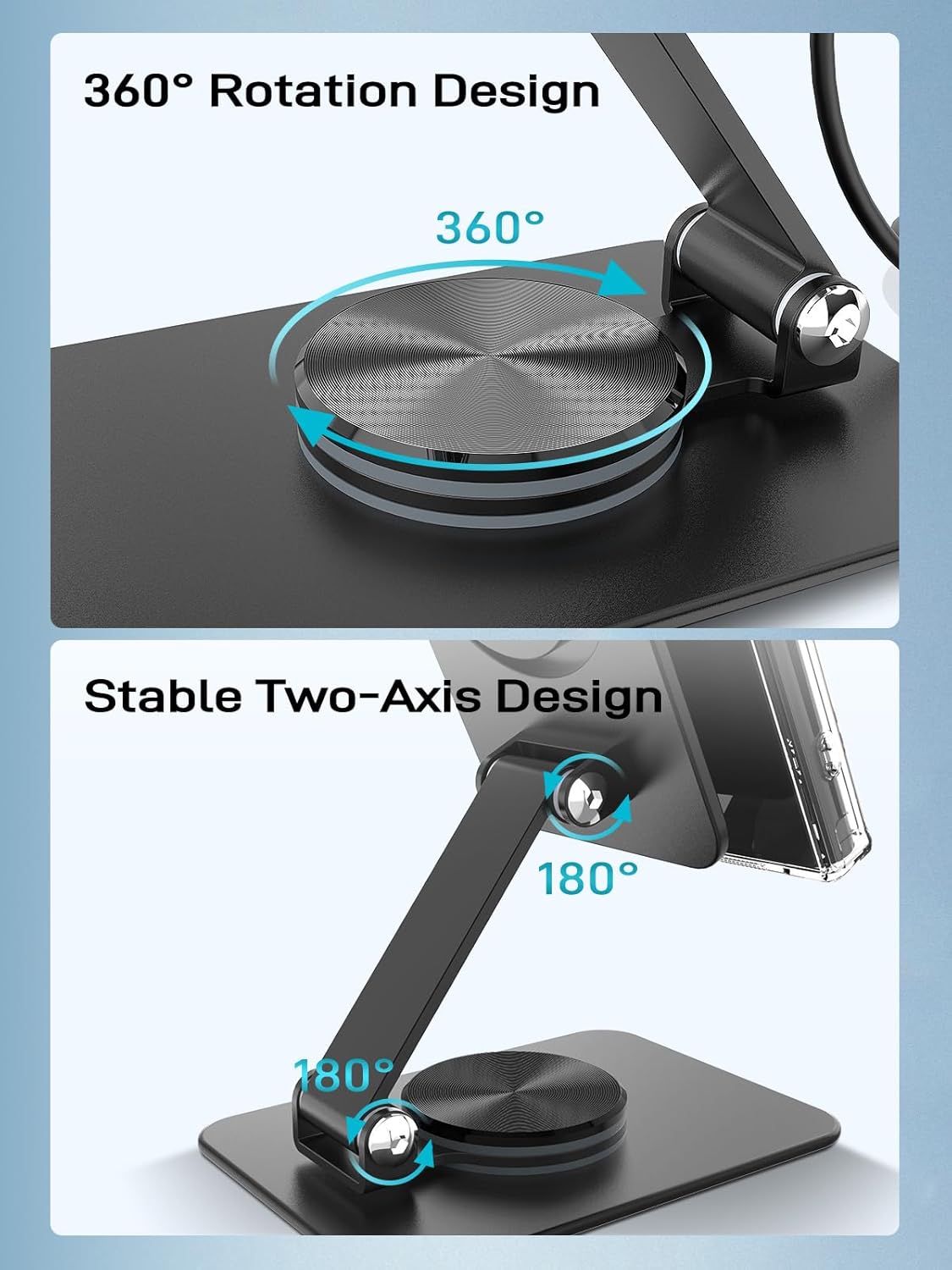 Compatible with MagSafe Charger, 15W MagSafe Charger Stand, 360°Rotation Base Adjustable Foldable Wireless Charger for Samsung Galaxy S25 Ultra/Z Fold7/Flip7/iPhone 16/Pixel 10 Pro/Pixel 10 Pro Fold