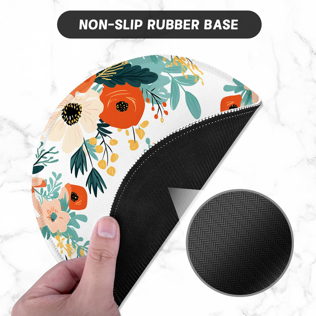 ITNRSIIET Round Mouse Pad with Stitched Edge Premium-Textured Waterproof Non-Slip Rubber Base Desktop Protection Mat Diameter 8.7 inches, Beautiful Flowers