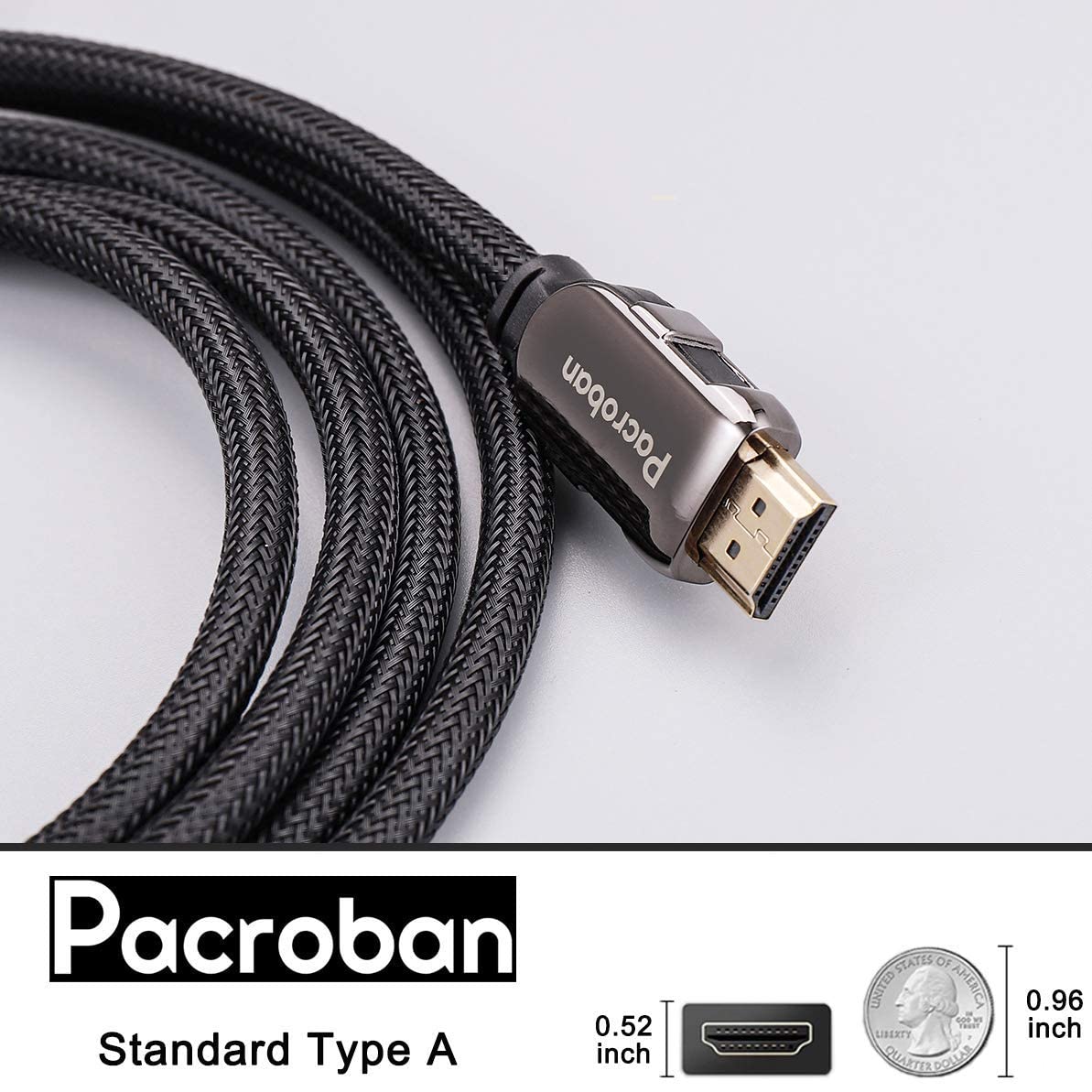 6ft 2.1 48Gbps 4K 120Hz 8K 60Hz, Pacroban eARC/ARC HDMI Cable TV to Soundbar (HDMI Port Required on Both Devices) Ultra