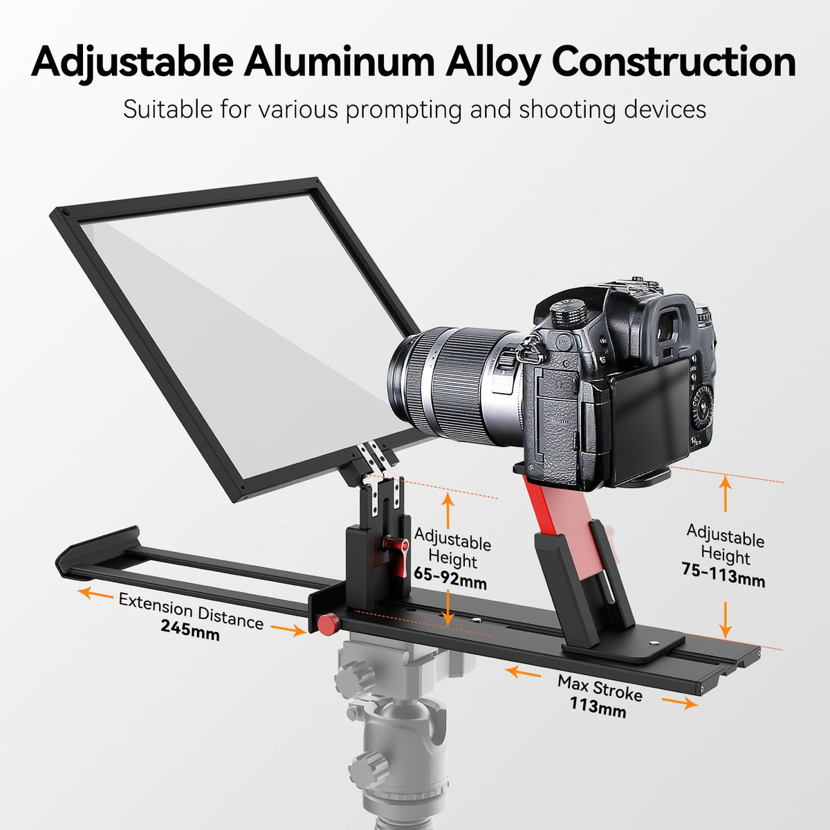 Desview P13 Portable Teleprompter for Camera Compatible with 12.9" Tablets Wireless Remote Control Foldable Sun Hood Lightweight (1.7kg) for Video