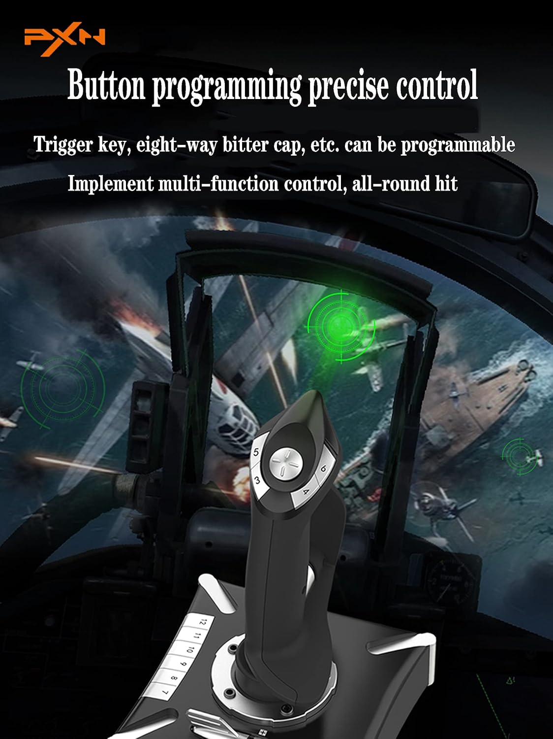 PXN-2119Pro Flight simulator controls Flight Stick with Vibration for xbox one/P4/pc Windows 7/8/10 (P4/xbox one need Original handle guide)（Not Support Mac Systems PS3/ PS5/xp/vista）
