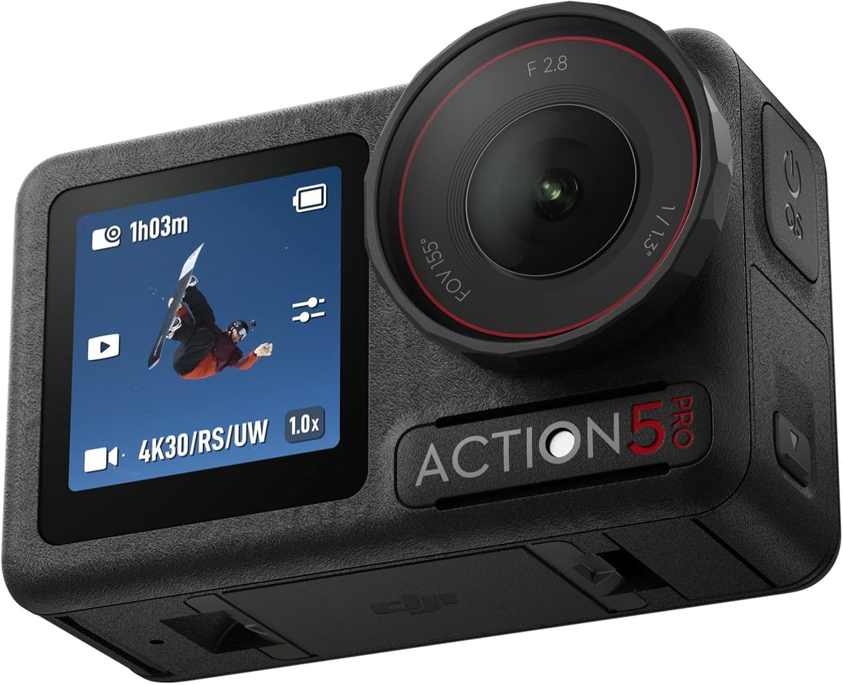 DJI Osmo Action 5 Pro Essential Combo, Waterproof Action Camera with 1/1.3" Sensor, 4K/120fps Video, Subject Tracking, Stabilization, Dual OLED Touchscreens, Action Camera 4K Ideal for Sports, Vlog