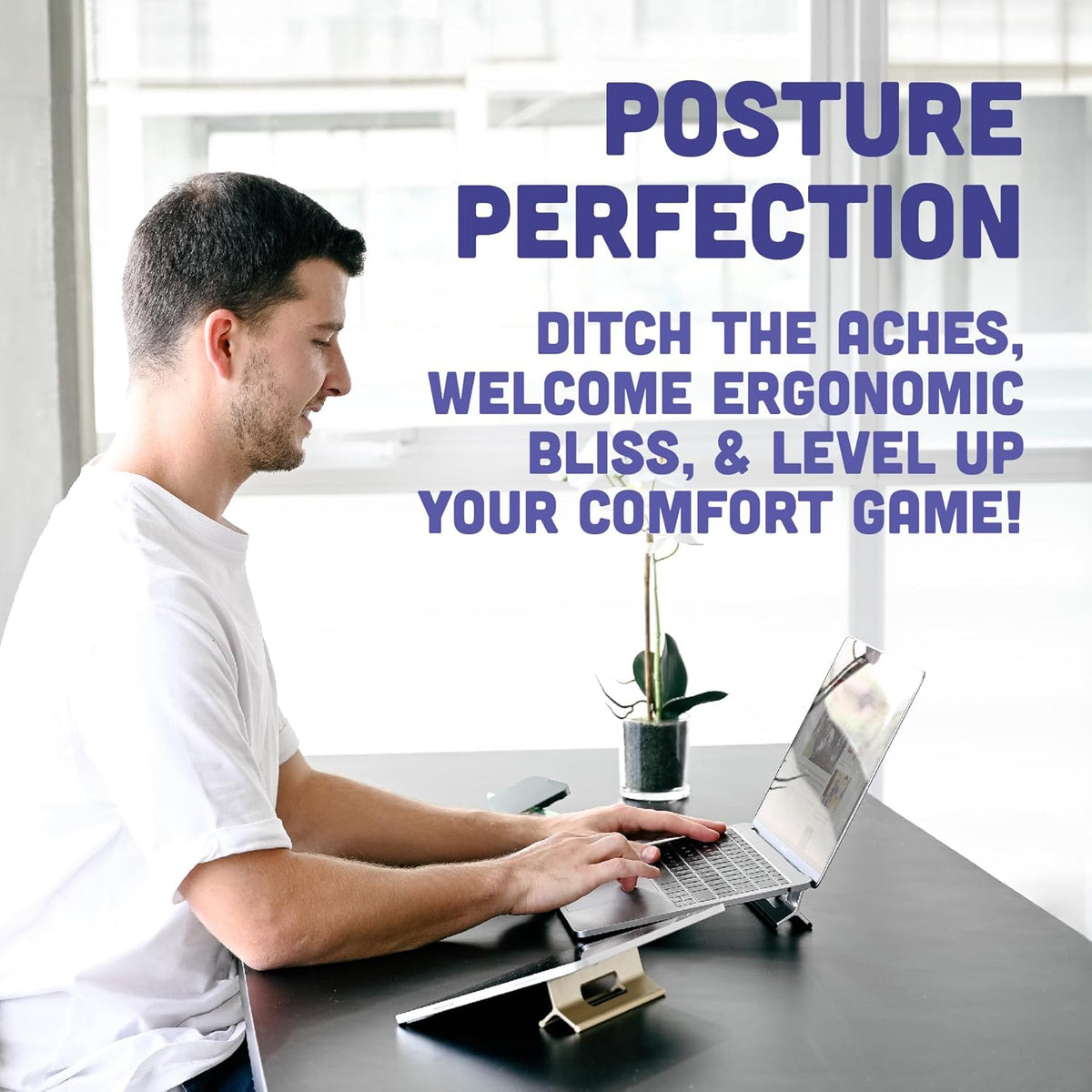 Steepy Adjustable Laptop Stand for Desk - 3 Heights Computer Stand - Laptop Riser for Desk