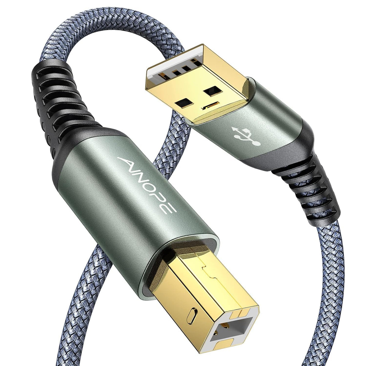 6.6ft 2.0 AINOPE USB A to USB B Priner Cable High-Speed USB MIDI USB Cable, Nylon Braided USB A to B Printer Cord