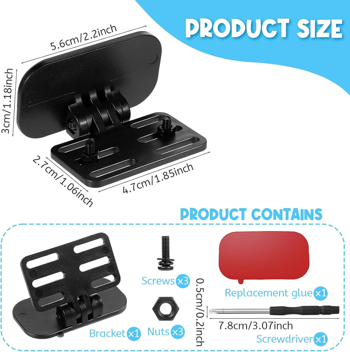 Giantree 1PCS Rear Camera Holder, Universal Dash Cam Rear View Camera Mount with A Screwdriver Tool, Adjustable Back