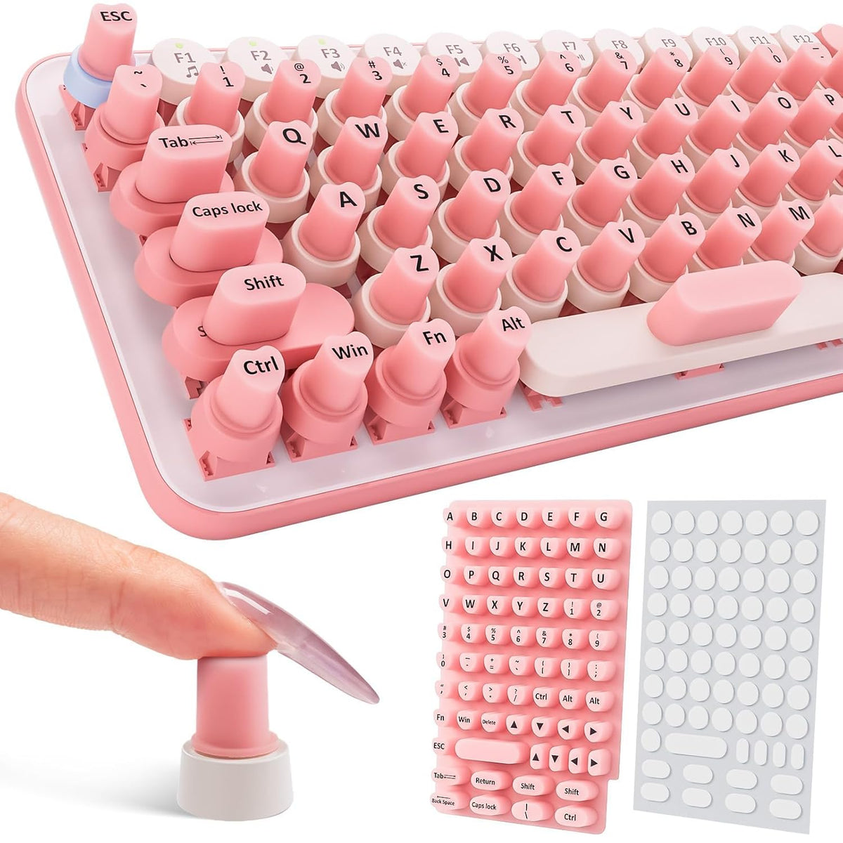 70PCS Raised Keyboard Stickers for Long Nails, Universal Nail Art Keyboard Bubbles, Self-Adhesive Keyboards for Long