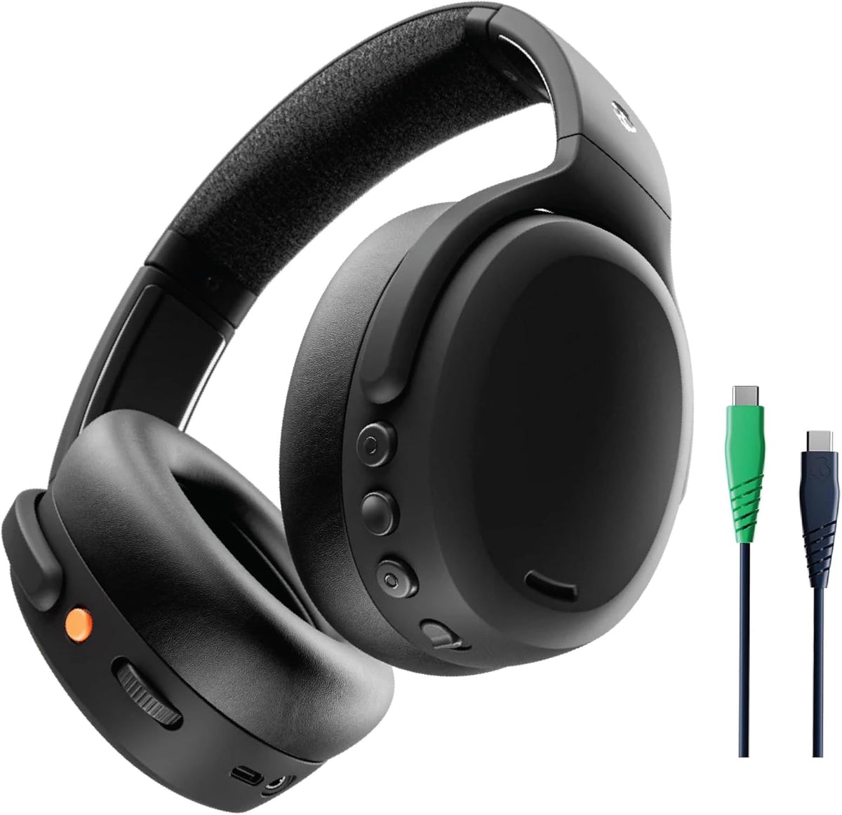 Skullcandy Crusher ANC 2 Over-Ear Noise Canceling Wireless Headphones with Sensory Bass and Charging Cable, 50 Hr Battery, Skull-iQ, Alexa Enabled, Microphone, Works with Bluetooth Devices - Black
