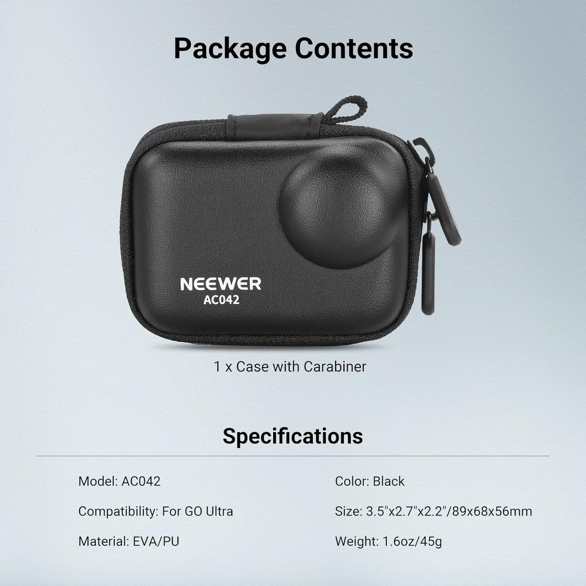 Insta360 AC042 NEEWER Storage Case Compatible with GO Ultra, Protective Portable Travel PU Hard Shell Carrying Bag