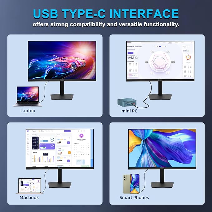 32 Inch Large Touchscreen Monitor QHD 1440P 100HzUSB-C HDMI DisplayportHeight/Swivel/Tilt/Rotating Adjustable Stand IPS Multi-Touch PC Monitor for mall Office Gaming