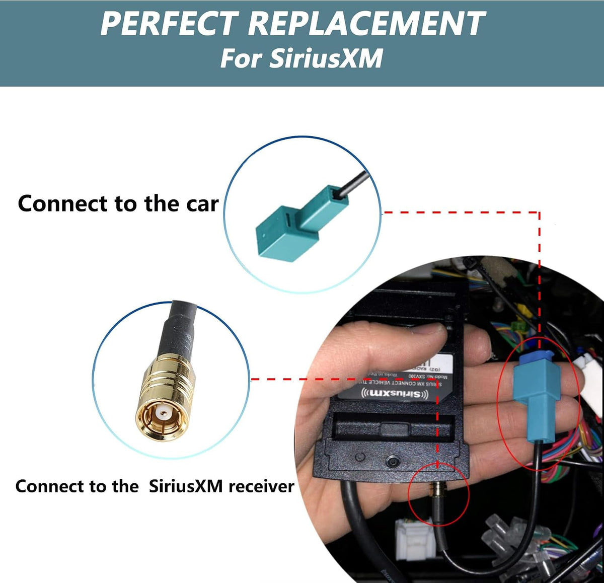 Anina 2012-2021 Car Factory Satellite Radio XM Antenna GPS Antenna Adapters Connector Cable for Toyota to Aftermarket