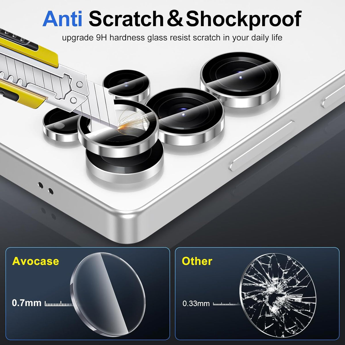 for Samsung Galaxy S25 Ultra Camera Lens Protector, Individual Metal Ring Tempered Glass Lens Cover, [Strong Adsorption] Scratch Resistant Ultra-Thin HD Clear Lens Cover, 1 Set-Slivery Ring