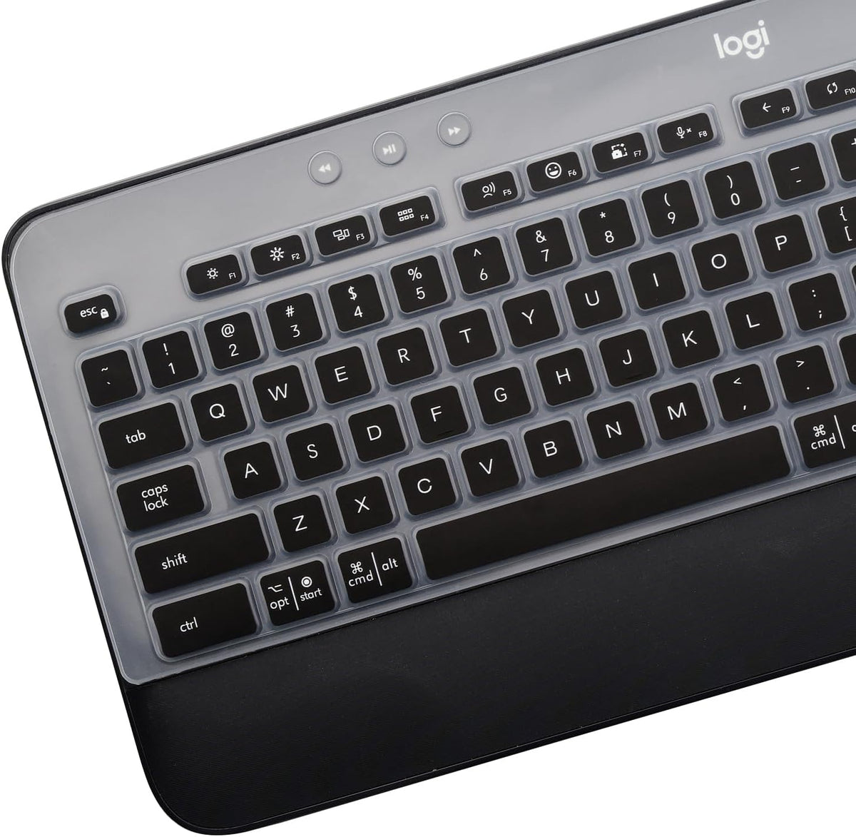 Keyboard Cover Skin for Logitech MK545 MK540 Wireless Keyboard, Logitech MK545 Keyboard Protector, Logitech MK540 Ultra Thin Desktop PC Silicone Clear Keyboard Skin Protector-Black