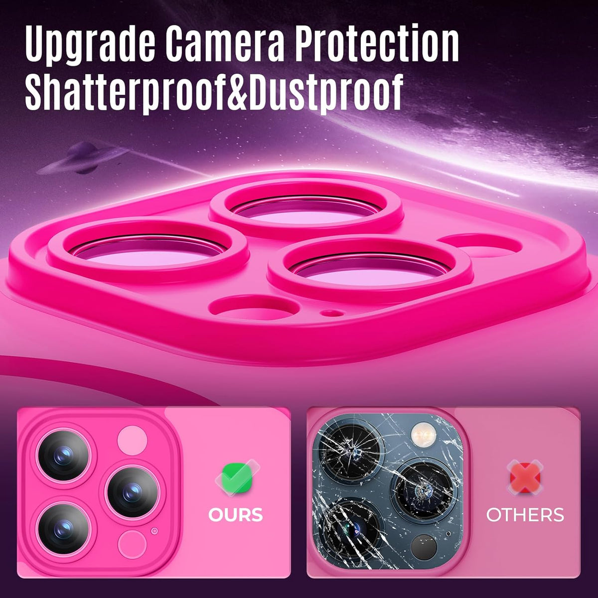 Designed for iPhone 12 Pro Case, Compatible with MagSafe, with Privacy Screen Protectors X2, [Camera Protection] [15FT Military Drop Protection] Shockproof Phone Case, 6.1", Hot Pink