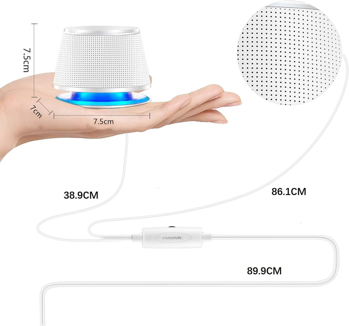 SW102 Computer Speakers, 5Wx2, Deep Bass in Small Body, Stereo 2.0 USB Powered 3.5mm Aux Multimedia Speakers, Built-in Bottom Bass Radiators, PC Laptop Desktop Speakers, White