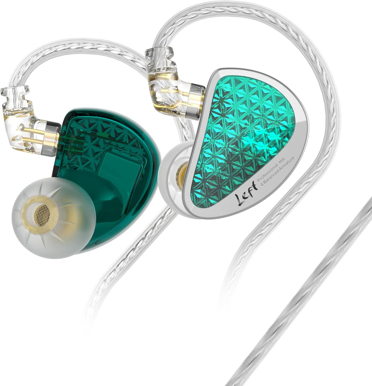 KZ AS16 PRO in Ear Monitor,8 BA Units on Each Side Wired Earphone with Detachable Cable HiFi IEM Earbuds,Stage Monitor Earphone HiFi Earbuds Headphone for Musician Audiophile(Cyan,Without Mic)