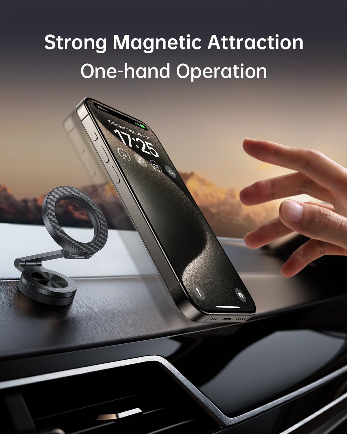 SYNCWIRE for MagSafe Car Mount - [360° Rotation] Magnetic Phone Holder for Car, Adjustable Metal Arm, Car Magnet Phone Mount for Dashboard, Car Accessories Fit iPhone 16 15 14 13 Pro Max &All Phones