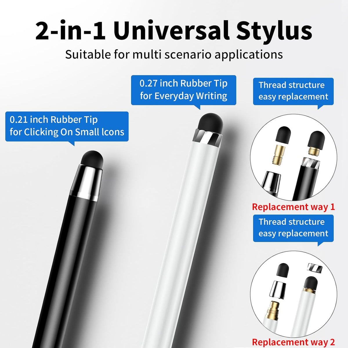 10 PCS Stylus,Stylus Pen for Touchscreen,Stylus 2-in-1 High Sensitivity & Precision Suitable for All Touch Screens of iPhone/ipad/Android Tablets(10 Stylus Pen Withe/Black + 20 Tips)