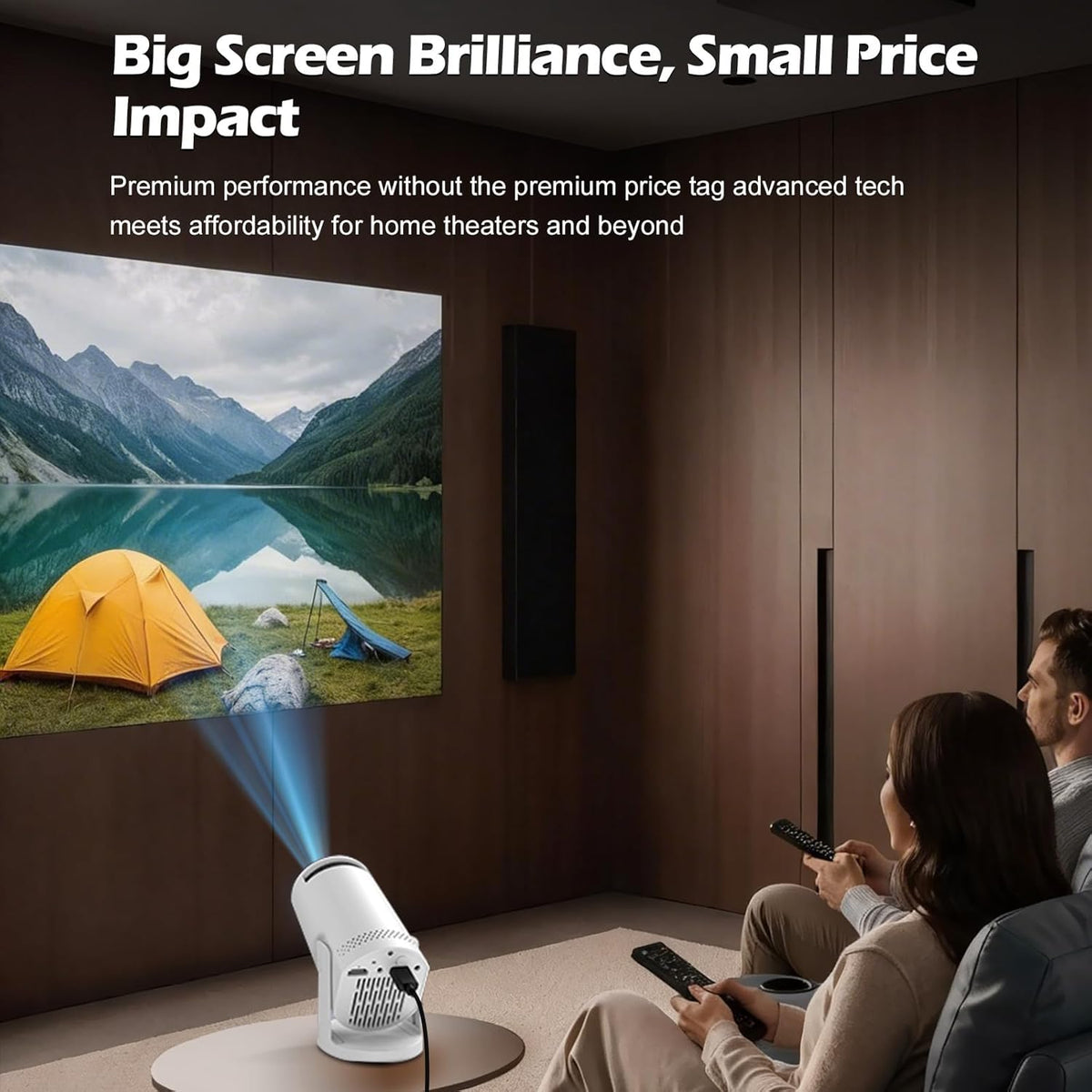 BESUS 4K 1080P 180 17-130" Mini projector, with wired screen sync portable projector rotation. screen video projector.