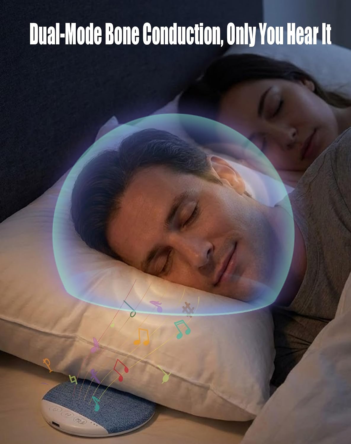 hunsee (1pc) Sleep Speaker Under Pillow, Bone Conduction Under Pillow Speaker with Bone-Acoustic Fabric Diffusion